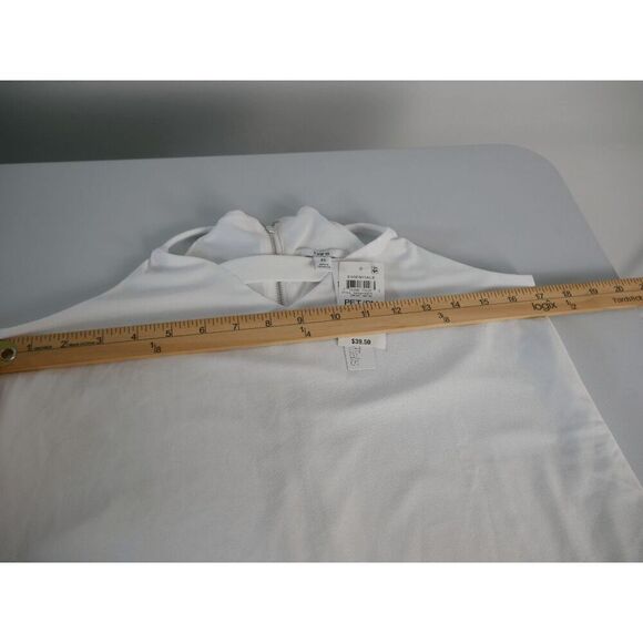 Bar III White V-neck Zippered Top Petite Small - Picture 5 of 8